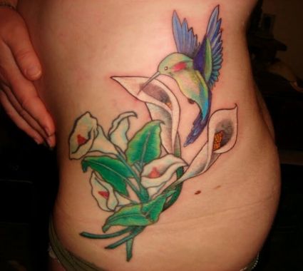 Hummingbird Tat With Flower